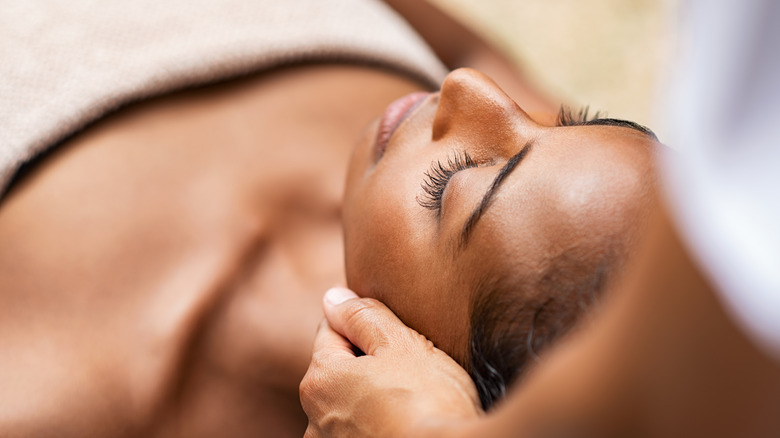 Getting facial massage