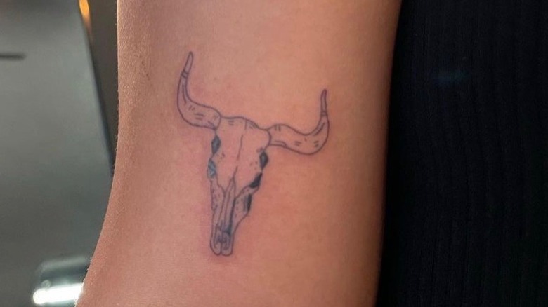 Long horn skull tattoo