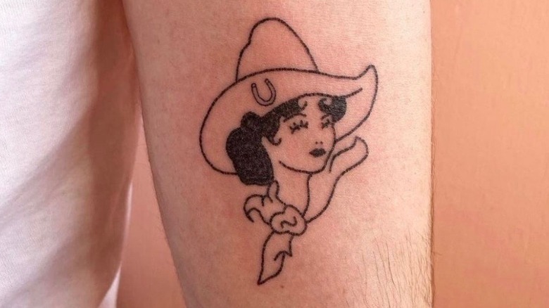 Cowgirl illustration with a horseshoe hat