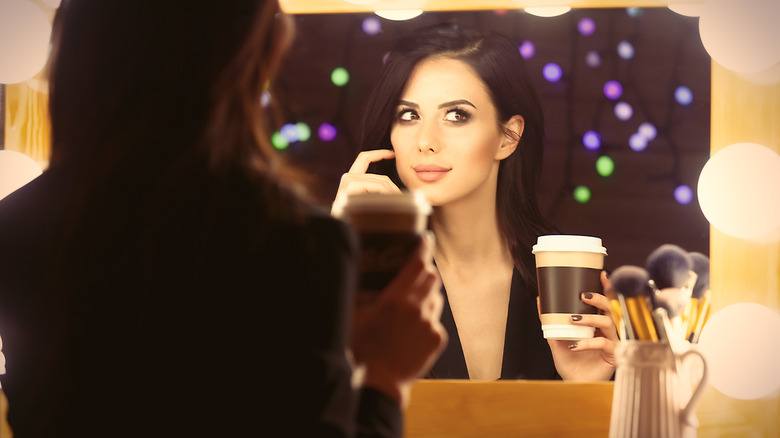 woman with latte