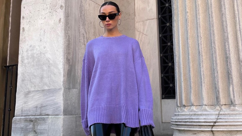 woman wearing oversized sweater