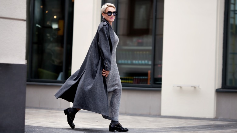 woman wearing wool coat