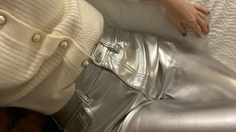 metallic pants outfit