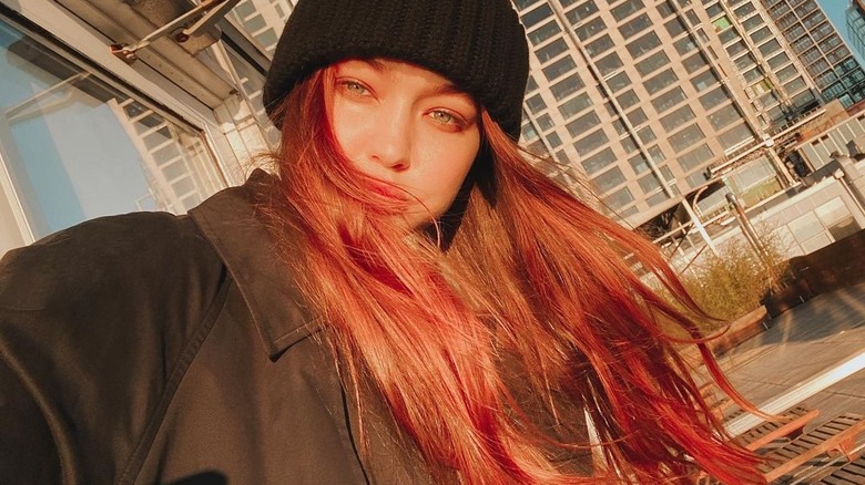 Gigi Hadid with red hair 