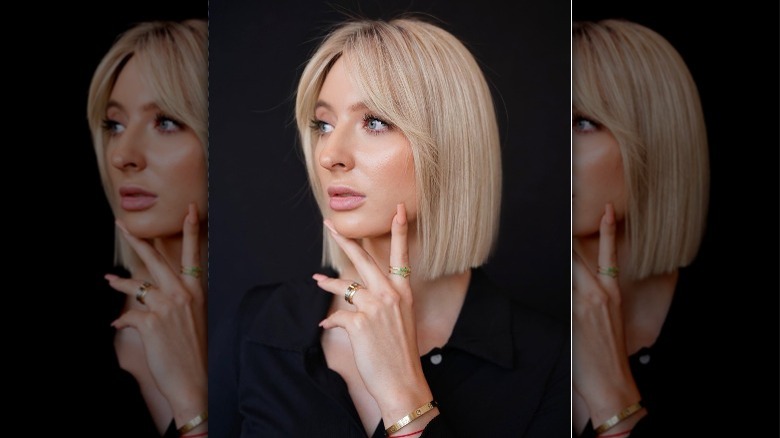 woman with blunt haircut