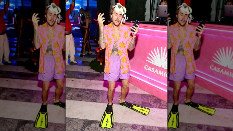 Justin Bieber dressed as a snorkeler