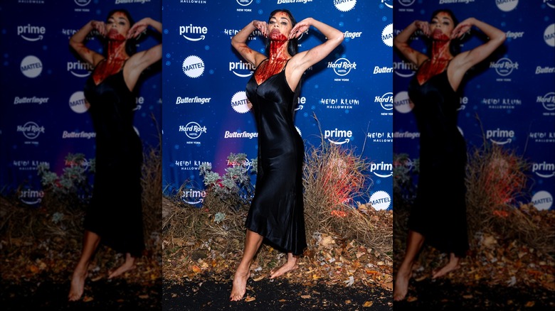 Nicole Scherzinger dressed as Norma Desmond at Heidi Klum's 2024 Halloween Party