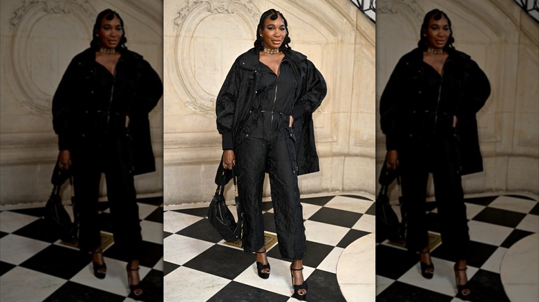 Venus Williams in a loose jumpsuit and jacket at Haute Couture Fashion Week 2025.