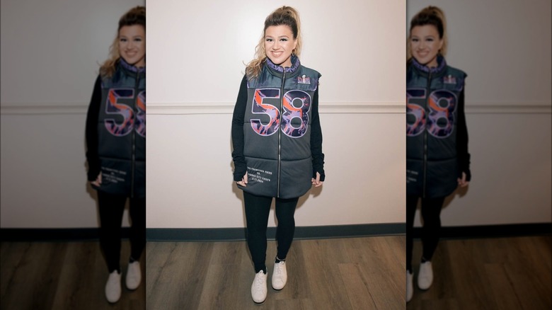 Kelly Clarkson in a candid snap before Super Bowl 58