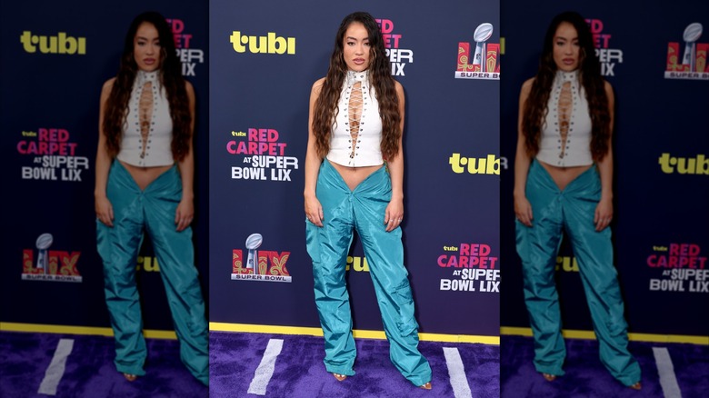 Steph Mi on the Tubi Red Carpet for Super Bowl LIX