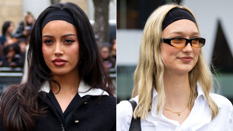 Two women wearing cotton headbands