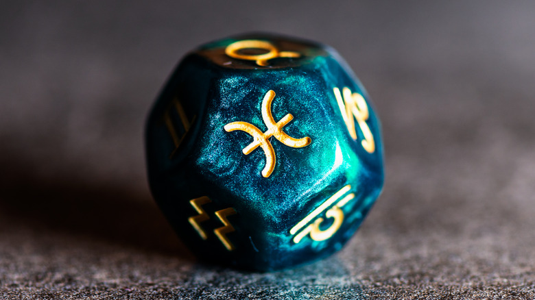 Zodiac dice with Pisces 