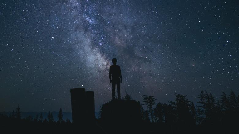 Person looking at night sky