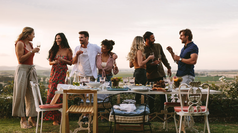 Friends in backyard