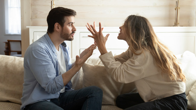 Passionate couple fighting