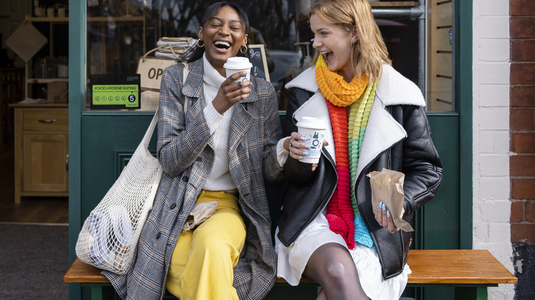 Two women laughing