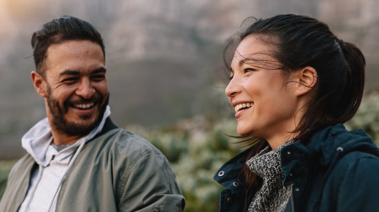 Happy couple exploring nature