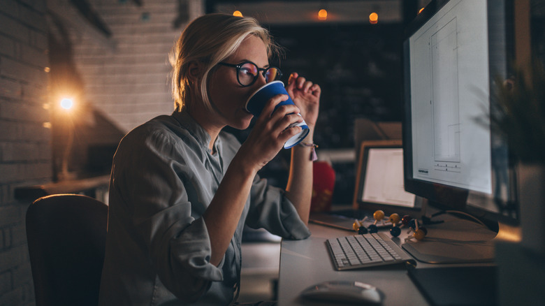 Woman working at home