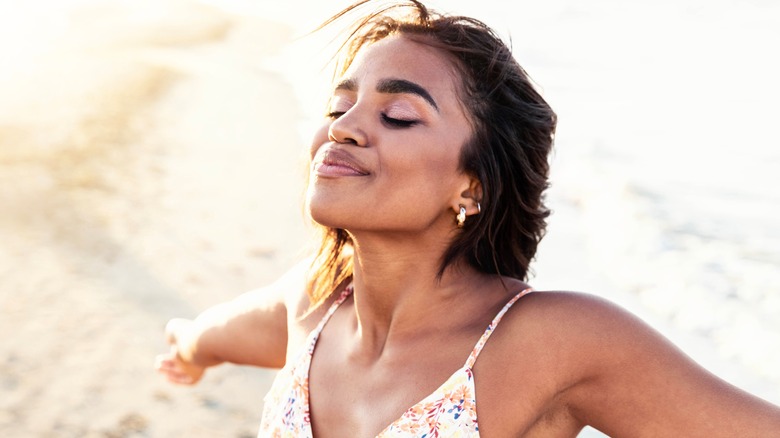 free spirited woman smiling