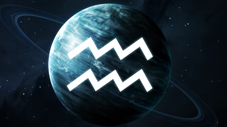 Aquarius symbol on planet Uranus