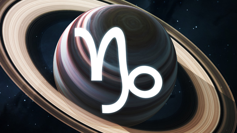 Capricorn symbol on planet Saturn