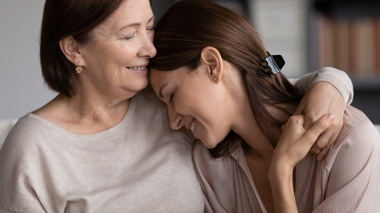 Two women hugging