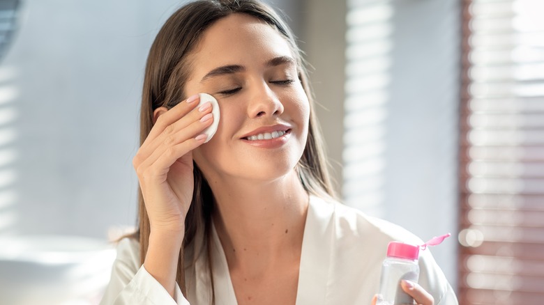 Woman doing skincare