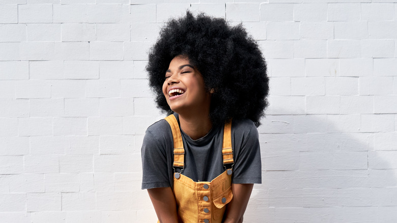 smiling woman with healthy hair