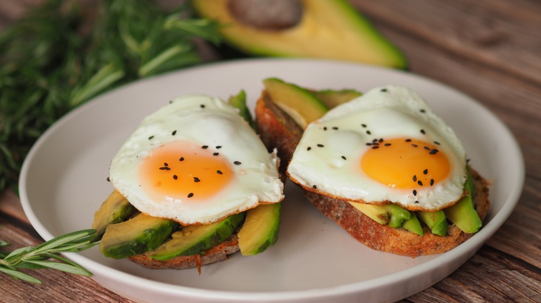 Eggs for breakfast with avocado