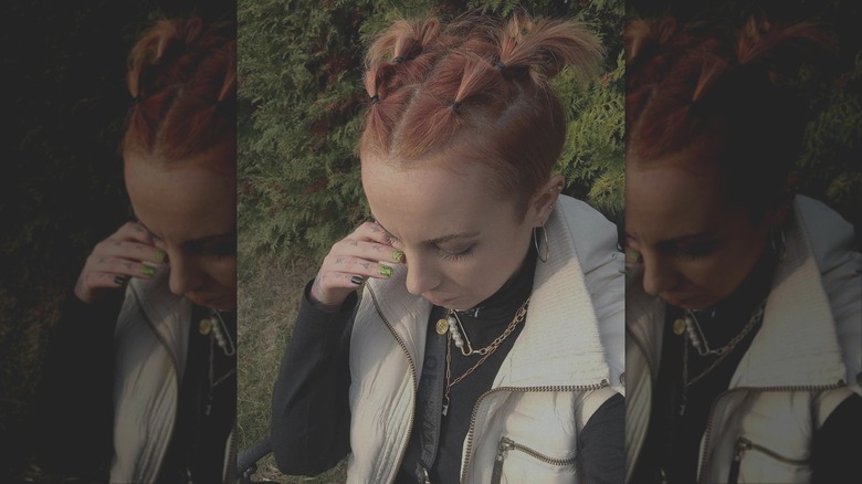 woman with two bubble braids