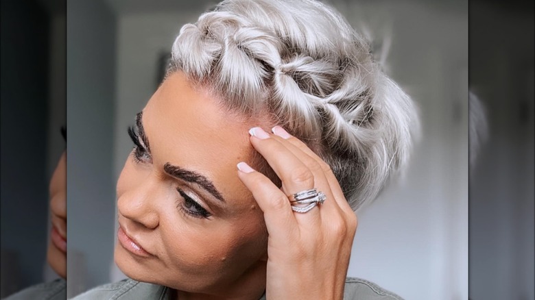 woman with braided bangs