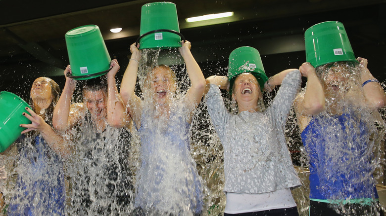 Group doing ice bucket challenge