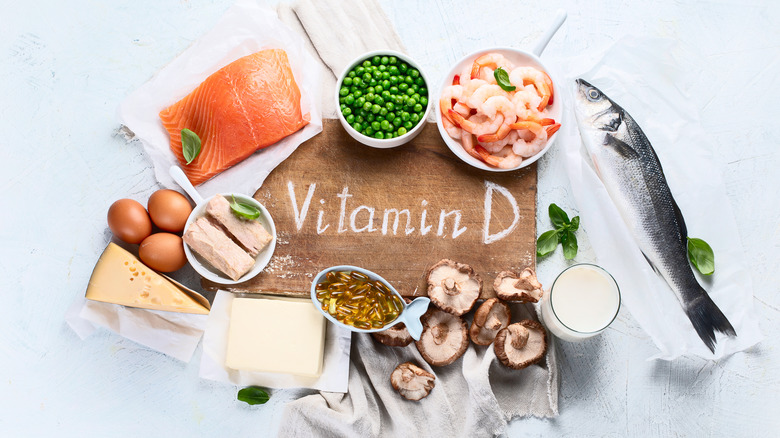 Various vitamin D-rich foods and supplements