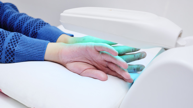 Person receiving phototherapy