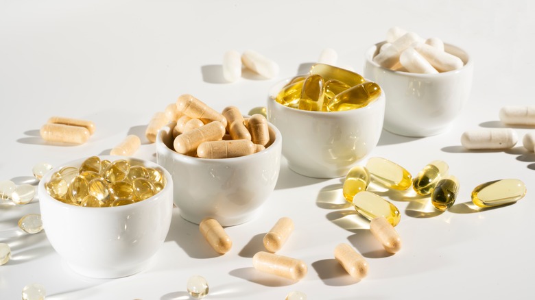vitamin supplement in bowls