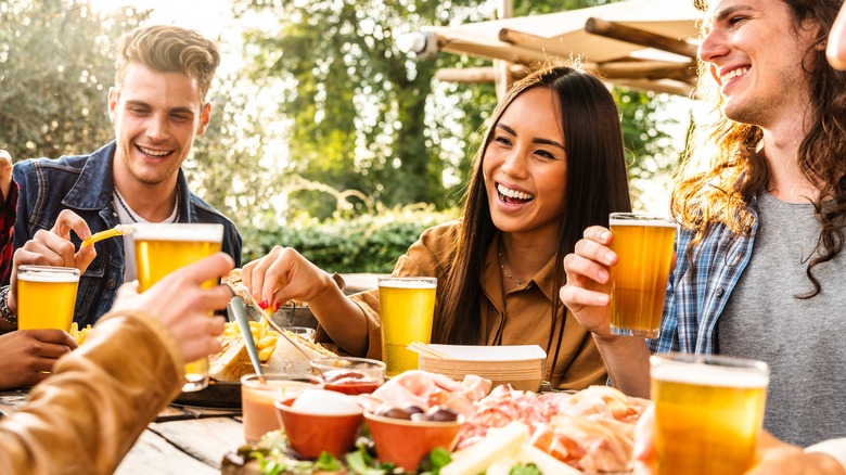 Friends eating together