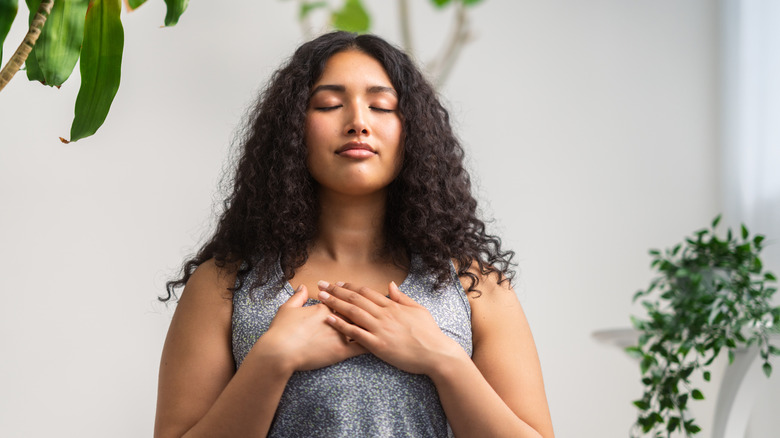 Calm woman in meditation 