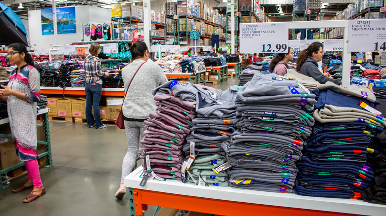 People shopping for clothes at Costco