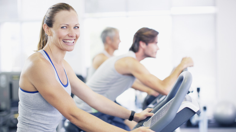 Woman smiling on bike