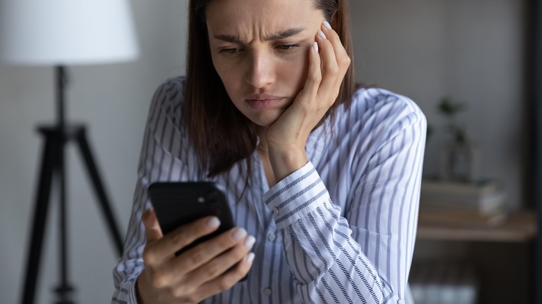 Woman looking at her phone