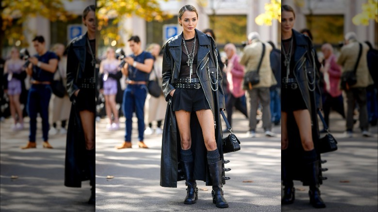 Woman in dark aesthetic outfit