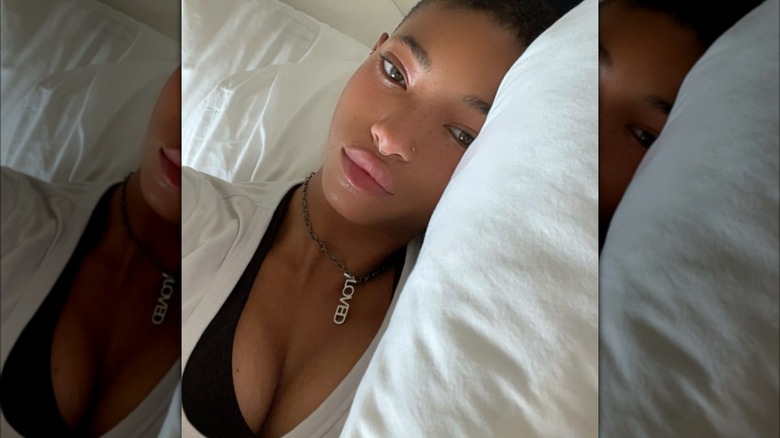 Willow Smith lying in bed