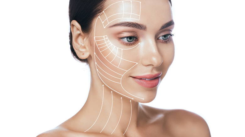 woman with contouring guide