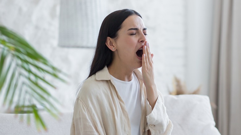 woman yawning