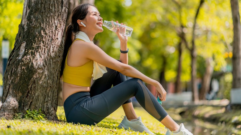 woman drinking water