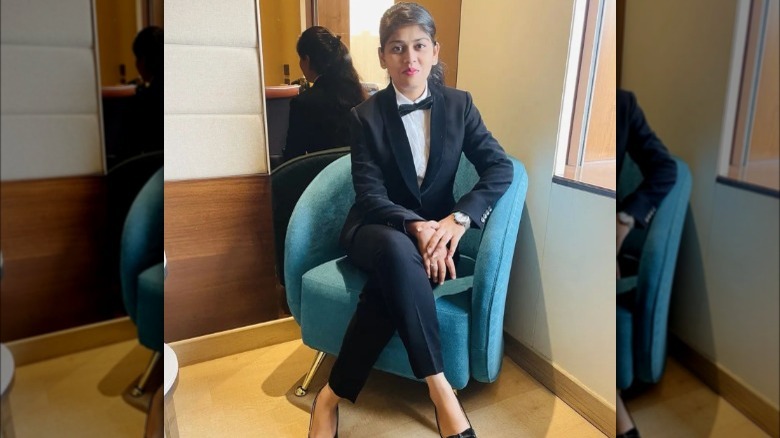 Woman in a tuxedo