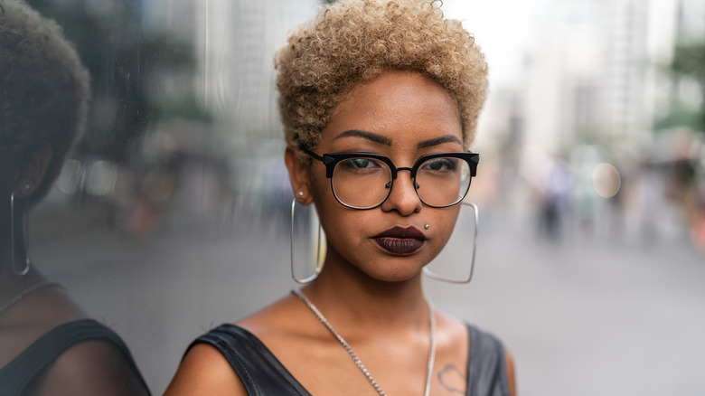 woman with curly blond hair