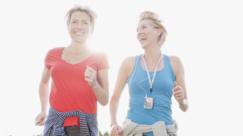 Two women jogging