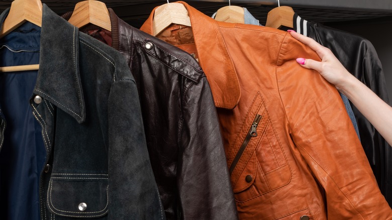 rack of leather jackets