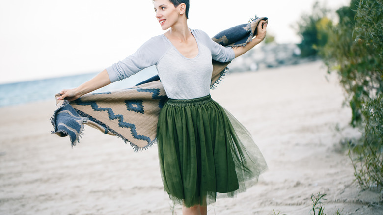 Olive green skirt oufit